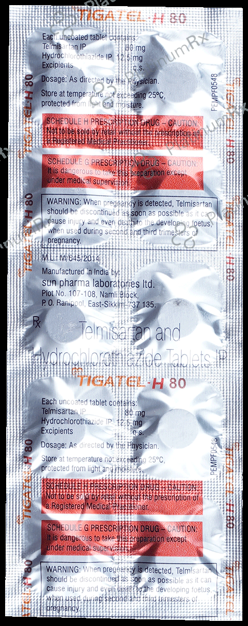 Tigatel H 80/12.5mg Tablet 10s