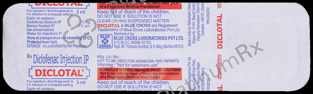 Diclotal 25mg Injection 3ml