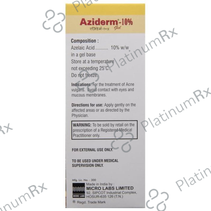 Aziderm 10% Gel 15gm