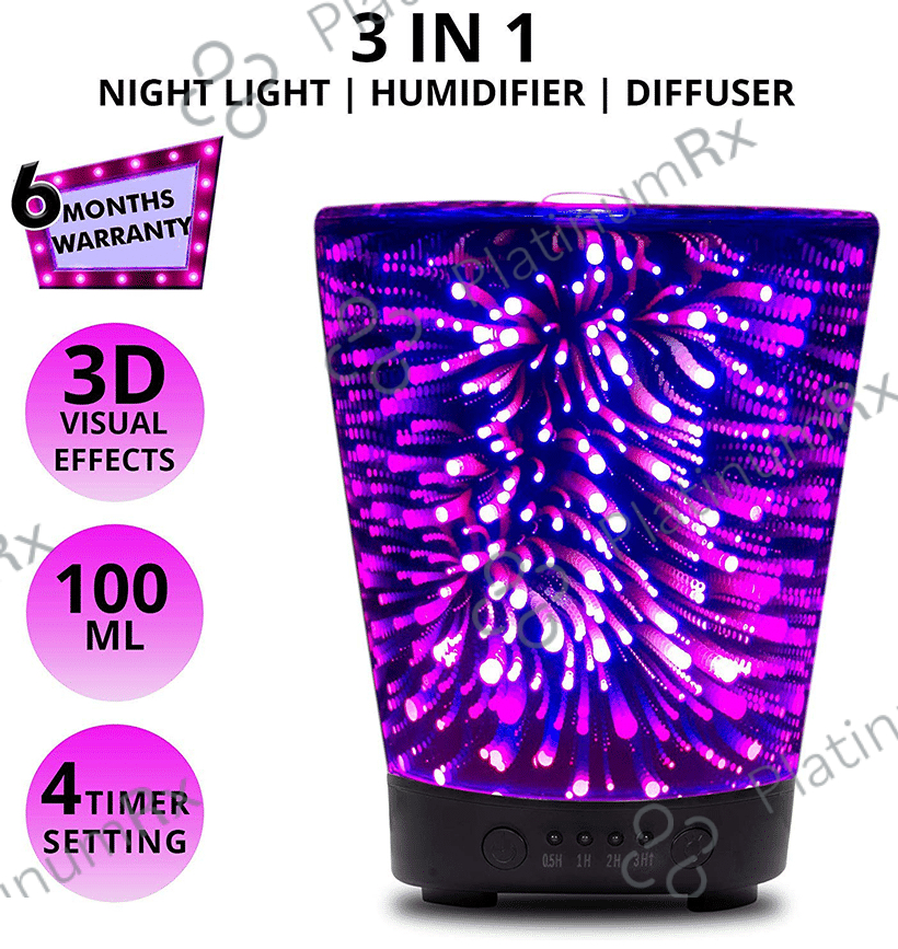 Allin Exporters JM 257 Aromatherapy Glass Diffuser & Ultrasonic Humidifier (100ml Tank) Silver