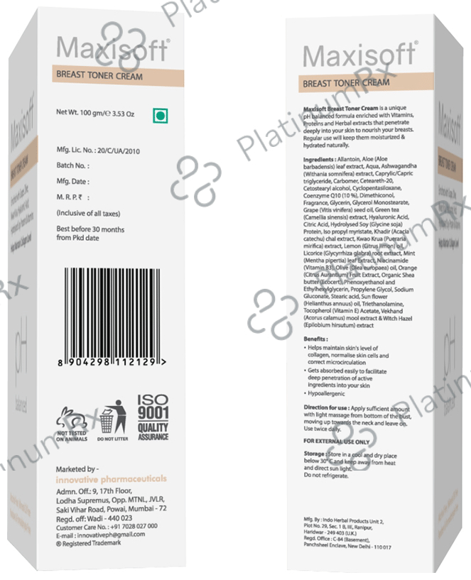 Maxisoft Breast Toner Cream (100gm Each) 1 Tube