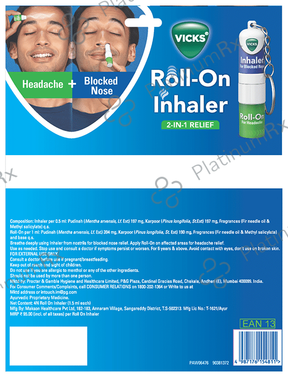 Vicks Roll-On 2 In 1 Relief Inhaler