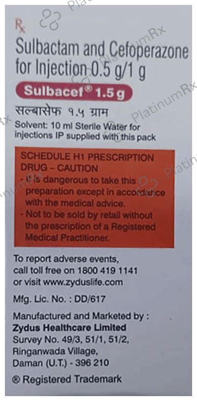 Sulbacef 1000mg/500mg Injection