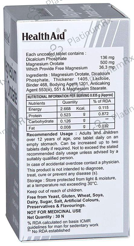 Healthaid Magnesium Orotate 500mg Tablet
