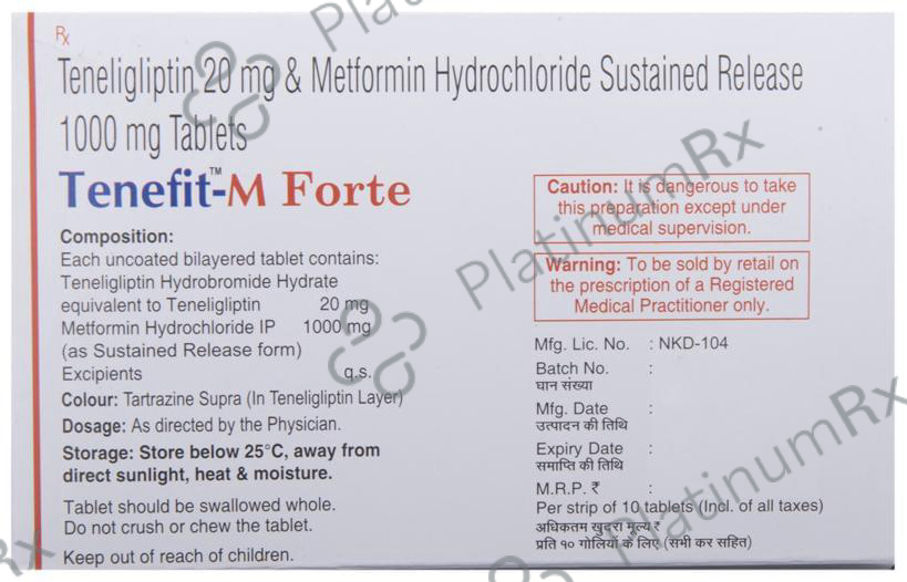 Tenefit M Forte 1000/20mg Tablet SR 10s
