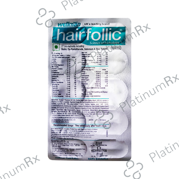 Wellman Hairfollic Hair Supplement Gluten Free Tablet 10s