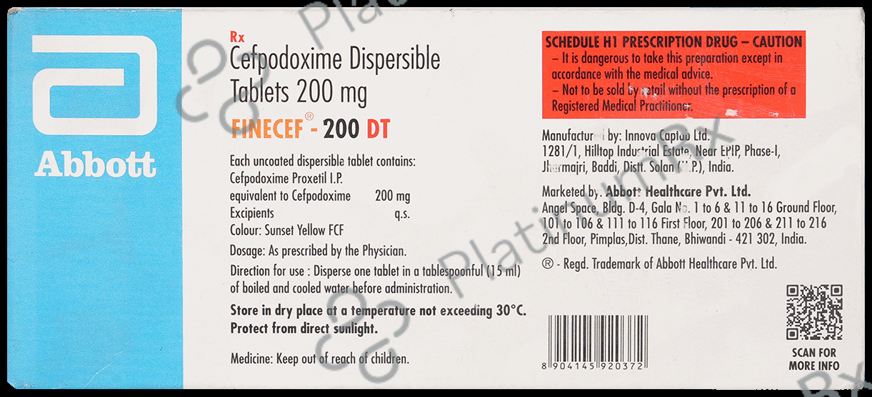 Finecef 200mg Tablet DT