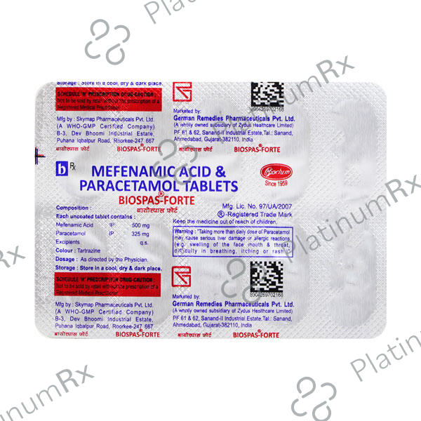 Biospas Forte 500/325mg Tablet 15s
