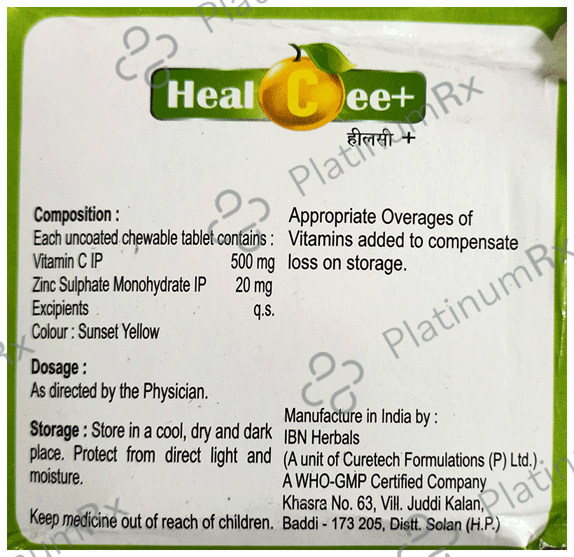 Healing Pharma Healcee Plus Orange Tablet 15s