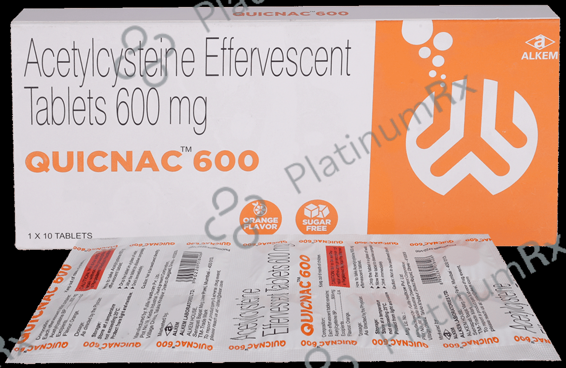 Quicnac 600mg Effervescent Tablet Orange Sugar Free 10s