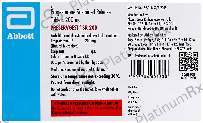Preservgest SR 200 Tablet