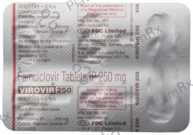 Virovir 250mg Tablet 6s