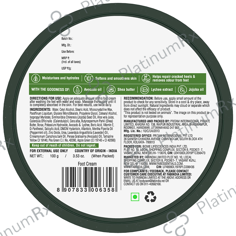 Fabessentials Avacado Lychee Foot Cream