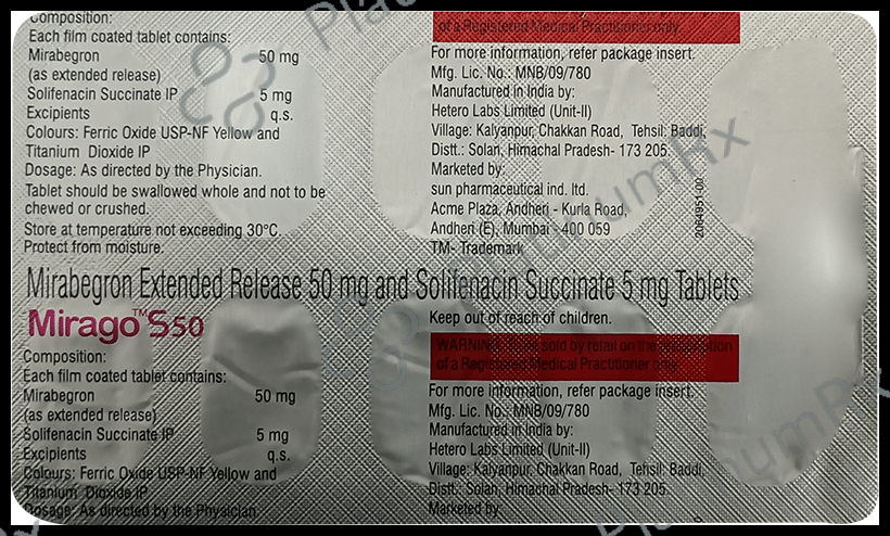 Mirago S 50/5mg Tablet ER 10s
