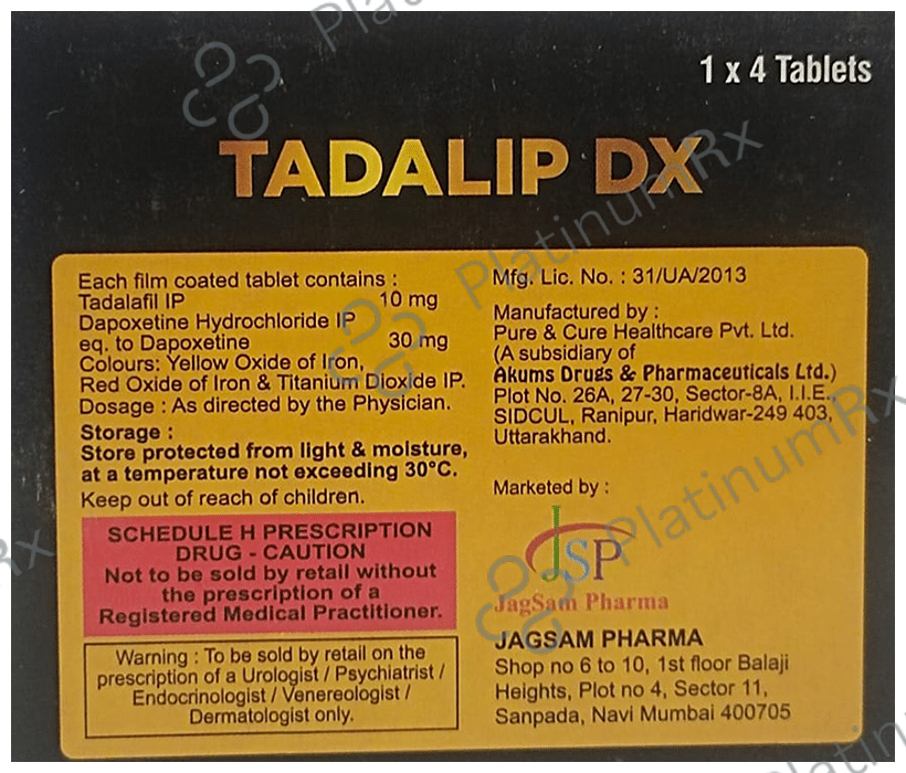 Tadalip DX 10mg/30mg Tablet
