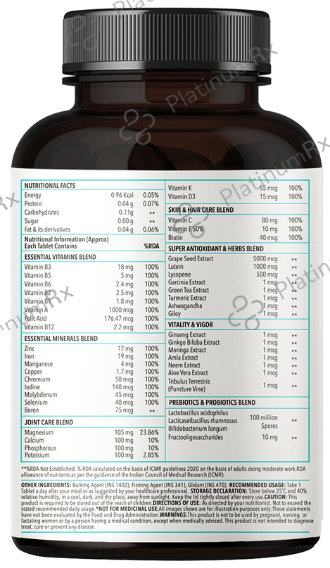 Zingavita Multi Vitamins with Probiotics & Prebiotics - For Immunity, Stamina, Bones & Gut Health - Tablet