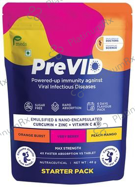 Pmeds PreVid Immunity Boosting Sachet (8gm Each) Sugar Free 6 Days Flavour Starter Pack Assorted
