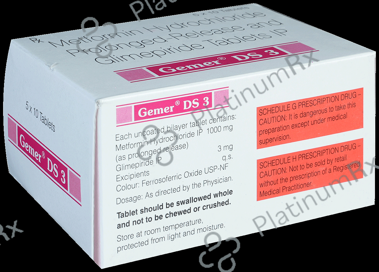 Gemer DS 3/1000mg Tablet PR 10s