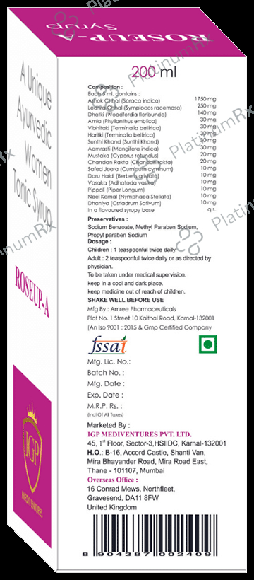 IGP Mediventures Roseup-A Tonic Syrup