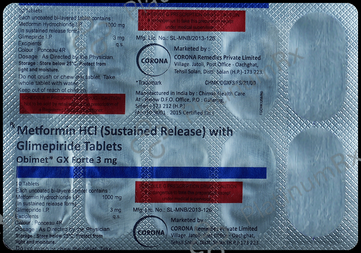 Obimet GX Forte 3/1000mg Tablet SR 10s
