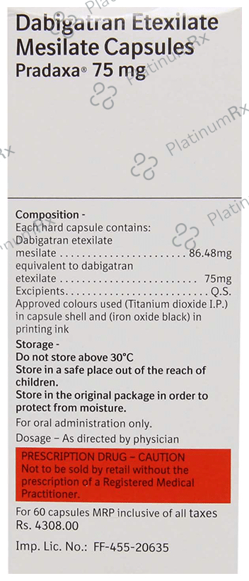 Pradaxa 75mg Capsule 10s