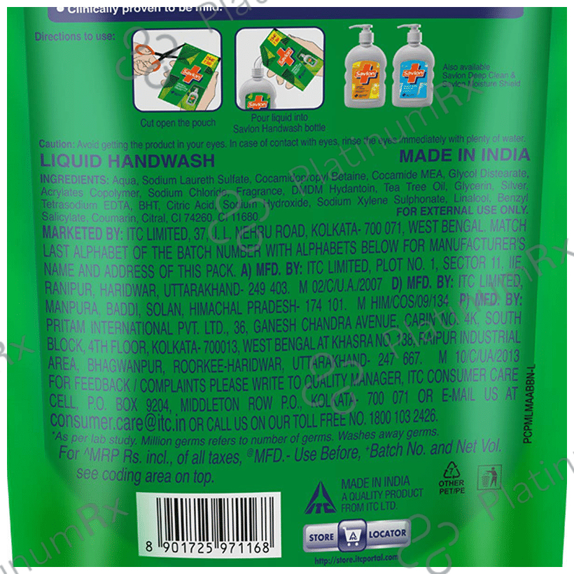 Savlon Herbal Sensitive Refill Germ Protection Liquid Handwash 675 ml