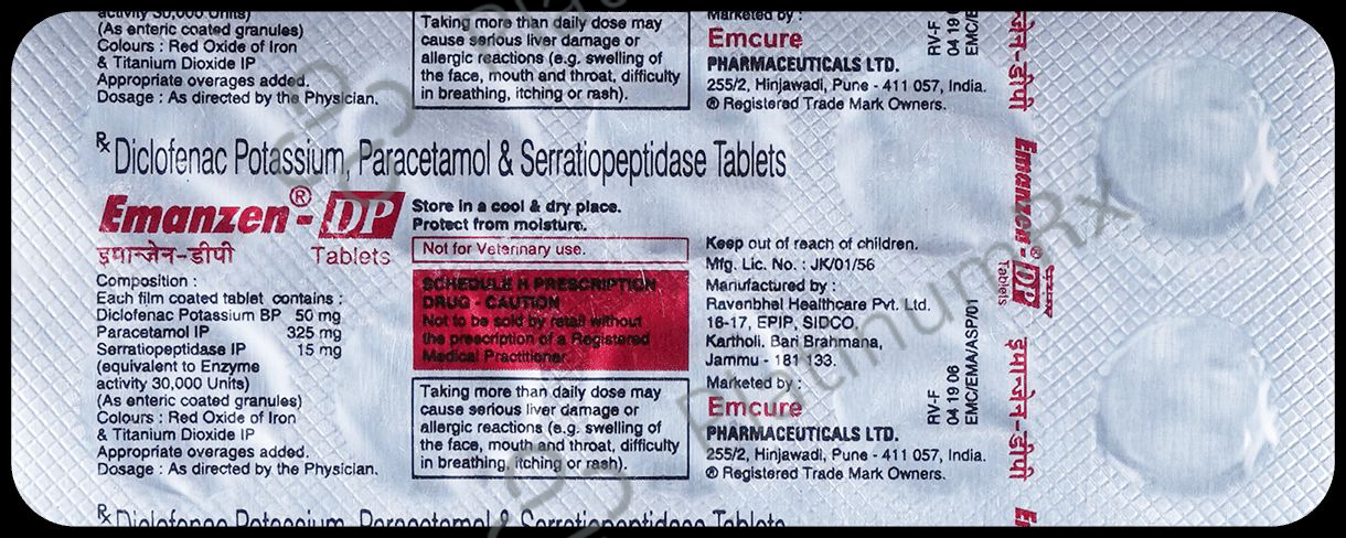Emanzen DP 50/325/10mg Tablet 10s