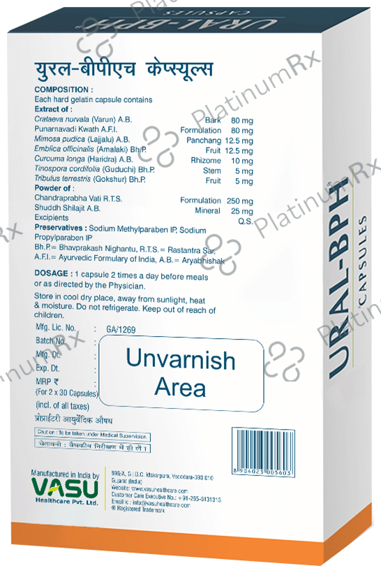 Vasu Ural-BPH Capsule for Urinary Tract Health