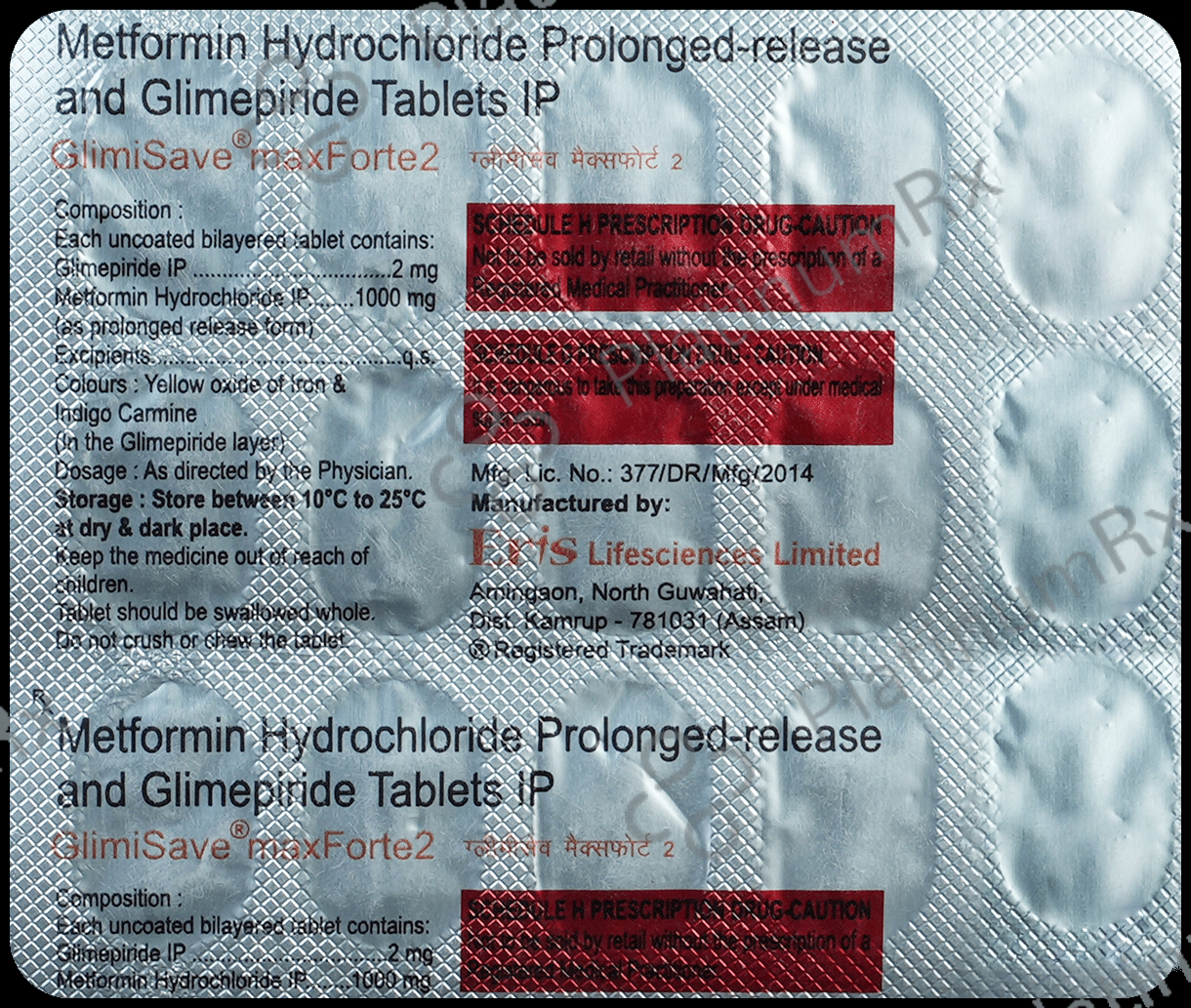 Glimisave Max Forte 2/1000mg Tablet PR 15s