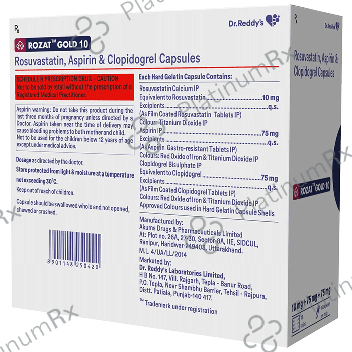 Rozat Gold 10/75/75mg Capsule 15s