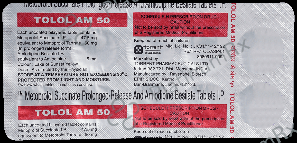 Tolol AM 50 5/50mg Tablet PR 10s