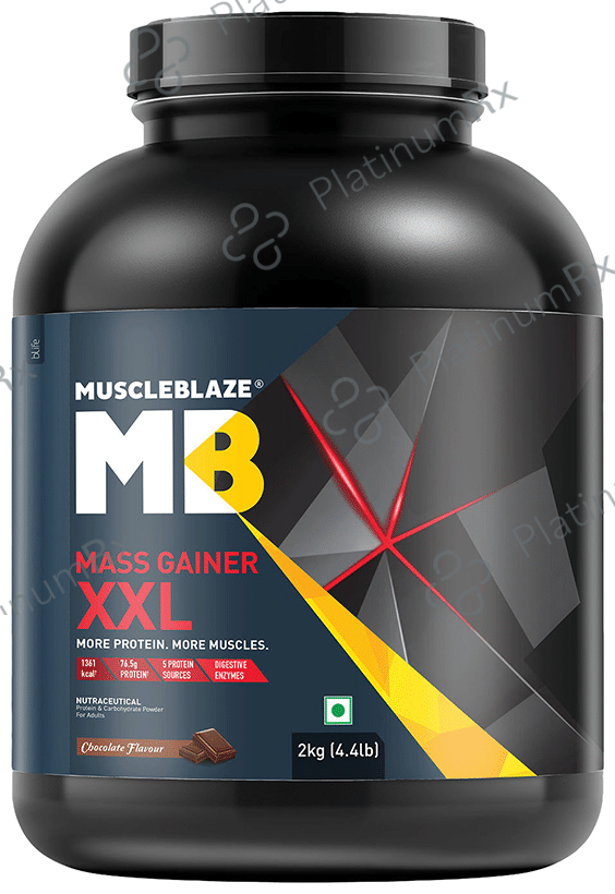 MuscleBlaze Mass Gainer XXL - With Digestive Enzymes - For Muscle Mass - Chocolate 2 kg