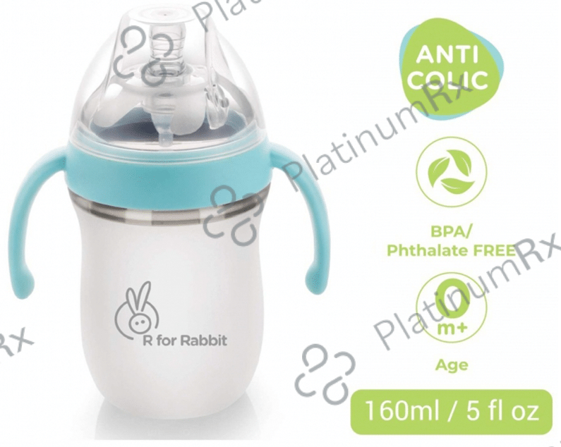 R for Rabbit First Feed Silicon Feeding Bottle Blue 160 ml