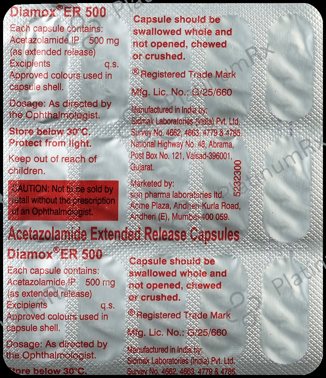 Diamox ER 500mg Capsule 15s