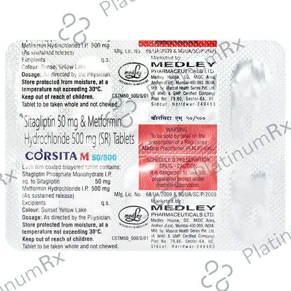 Corsita M 100/500mg Tablet 10s