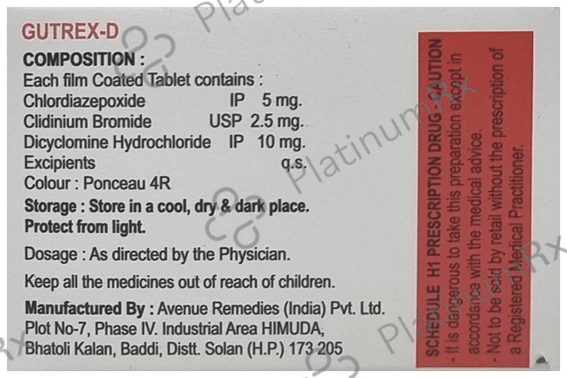 Gutrex D 2.5mg/5mg/10mg Tablet 15 Tablet
