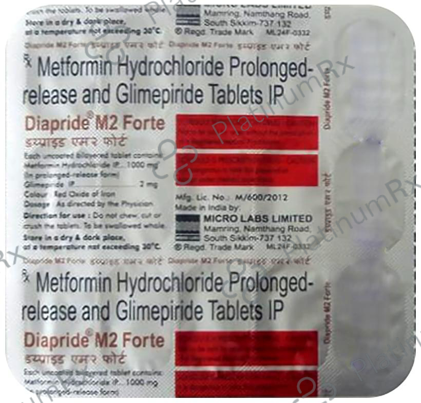 Diapride M2 Forte 2/1000mg Tablet PR 15s