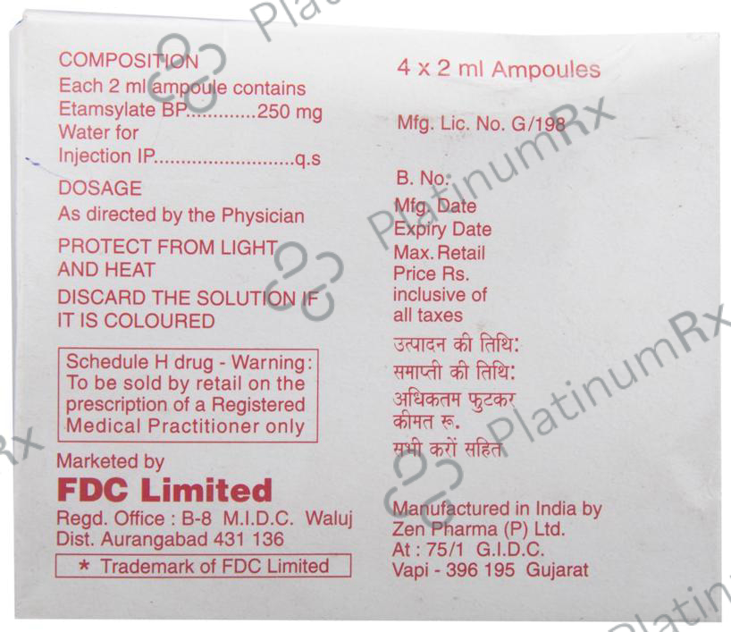 Ethasyl 250mg Injection 2ml