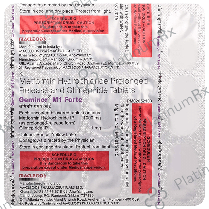 Geminor M1 Forte 1mg/1000mg Tablet PR