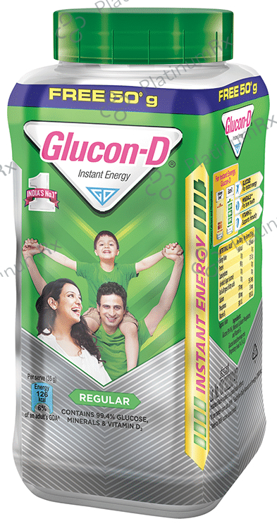 Glucon-D with Glucose, Calcium, Vitamin C & Sucrose - Flavour Regular