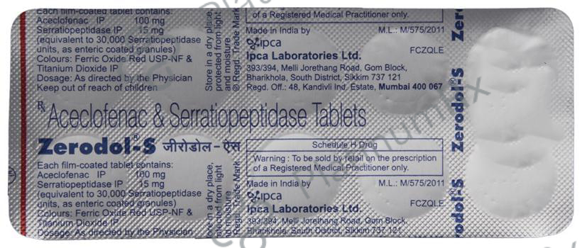 Zerodol S 100/15mg Tablet 10s