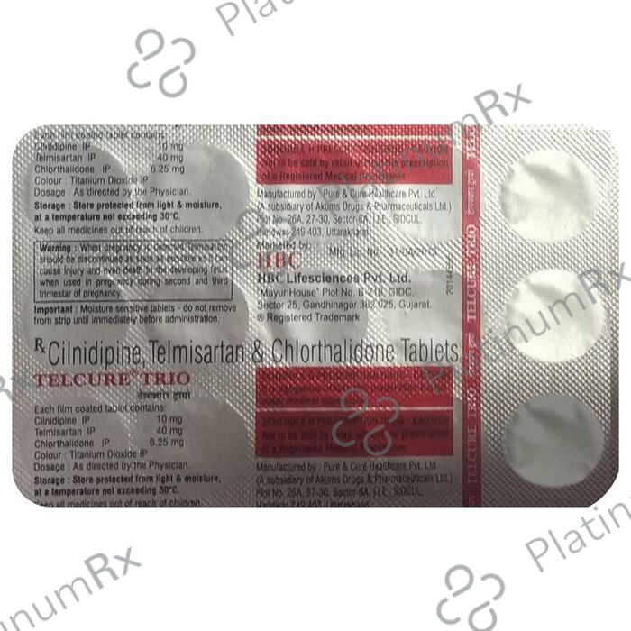 Telcure Trio 40mg/10mg/6.25mg Tablet 10 Tablet