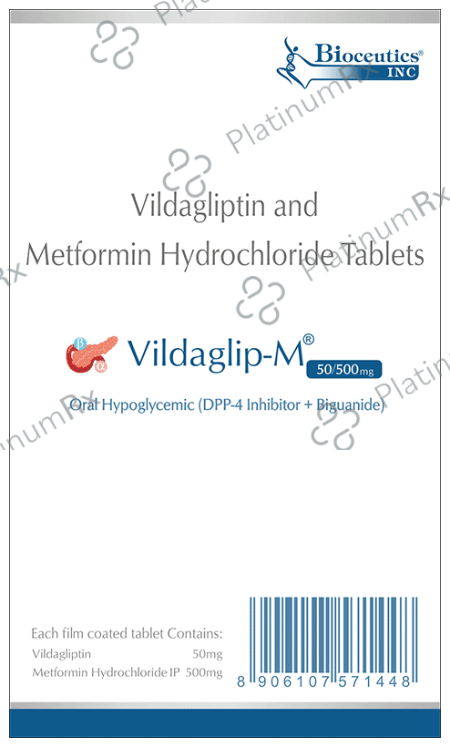 Vildaglip M 500mg/50mg Tablet