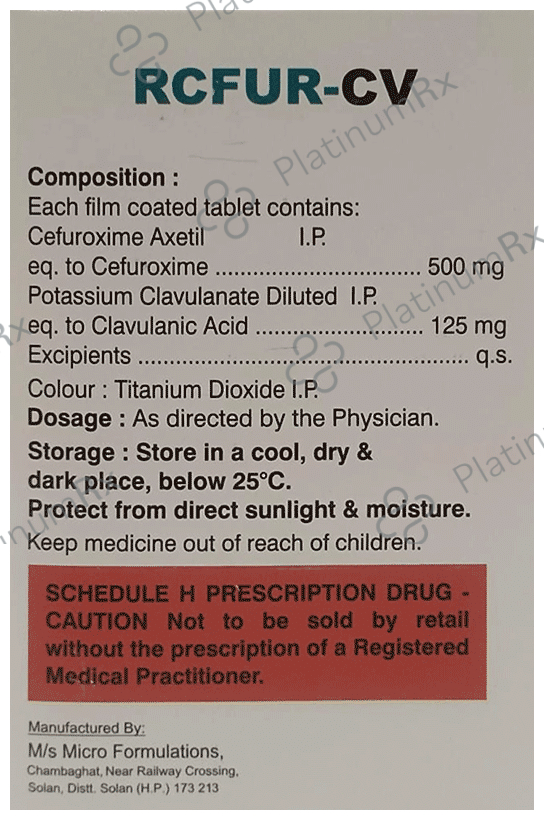 Rcfur Cv 500mg/125mg Tablet