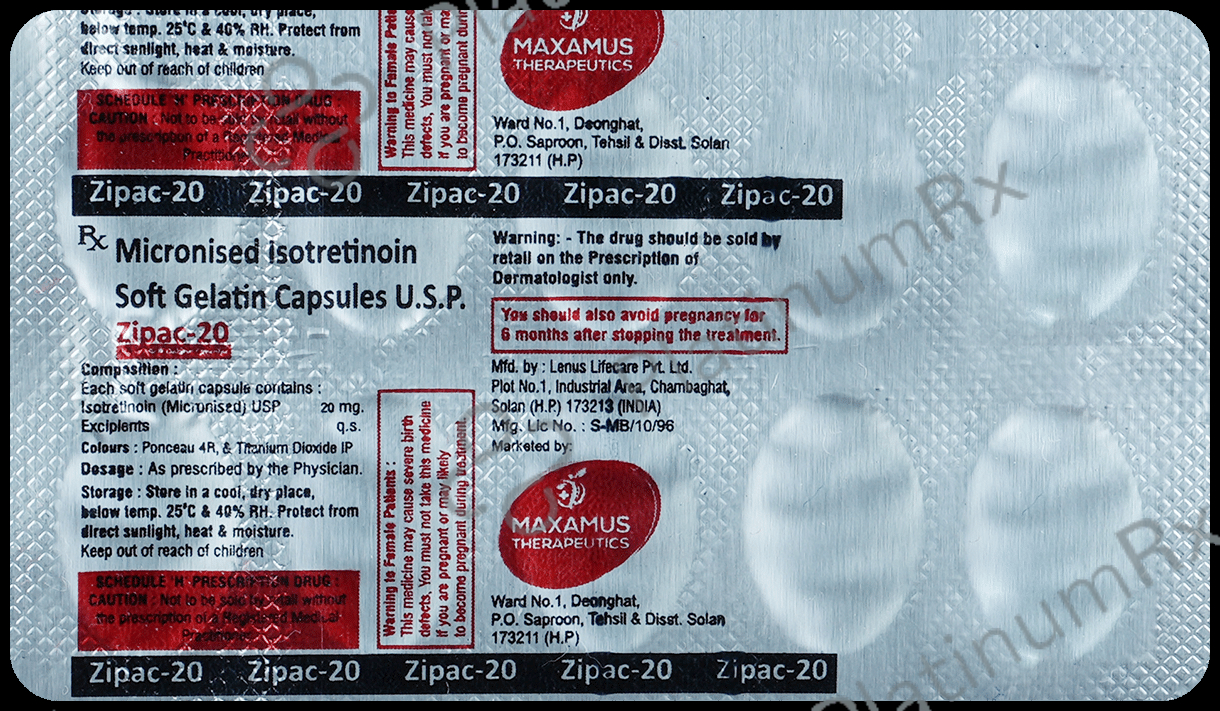 Zipac 20mg Soft Gelatin Capsule 10s