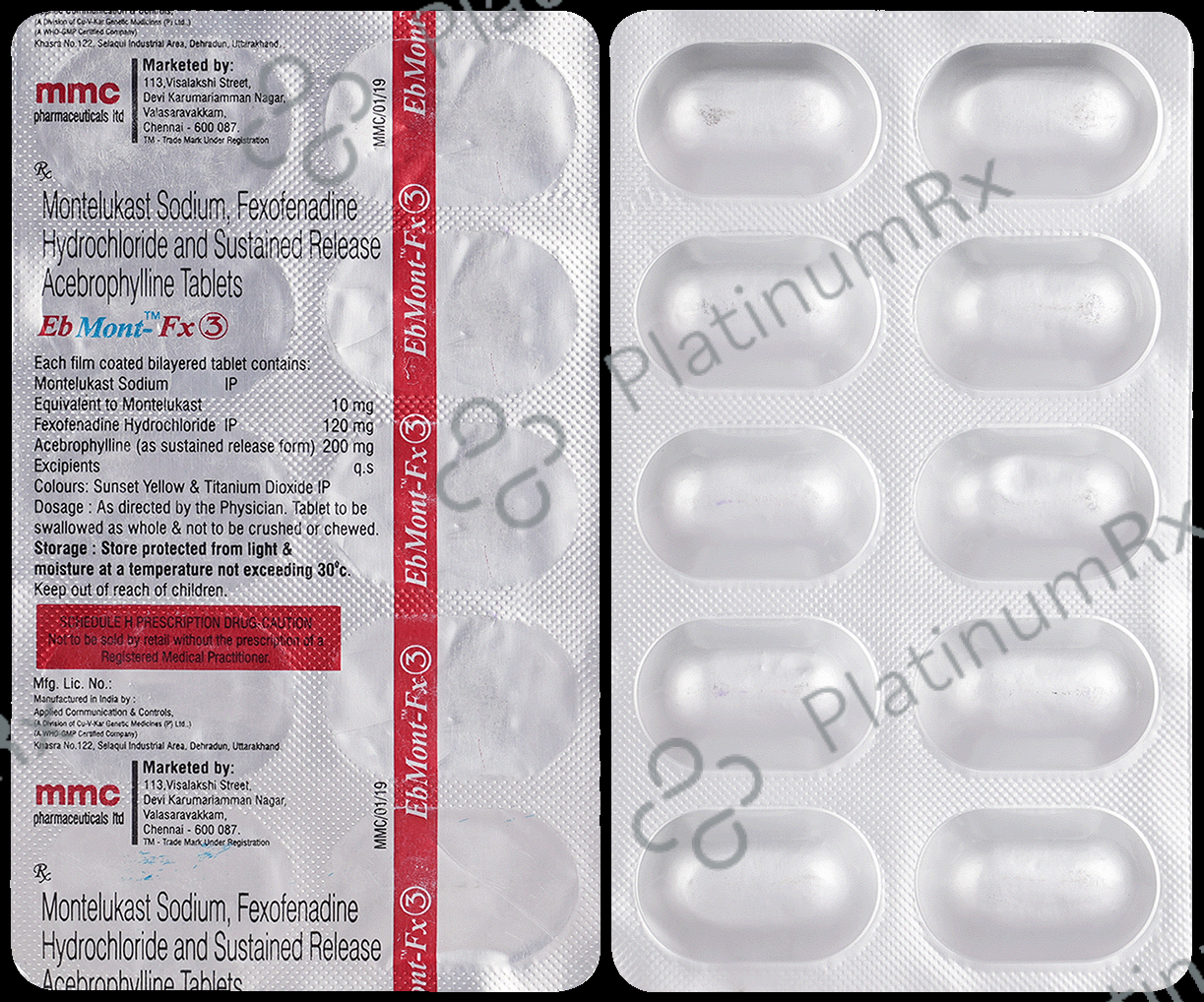 Ebmont FX3 200/120/10mg Tablet 10s