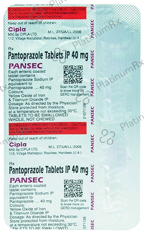 Pansec 40mg Tablet 15s