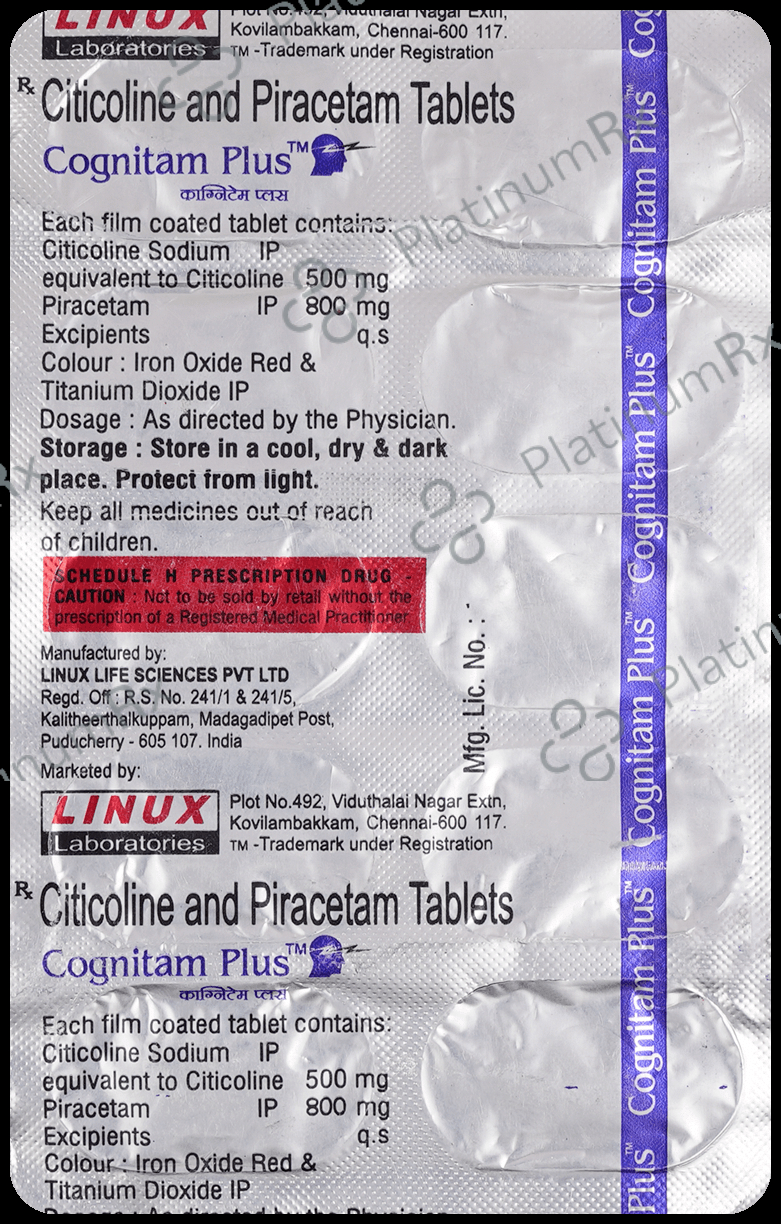 Cognitam Plus 500/800mg Tablet 10s