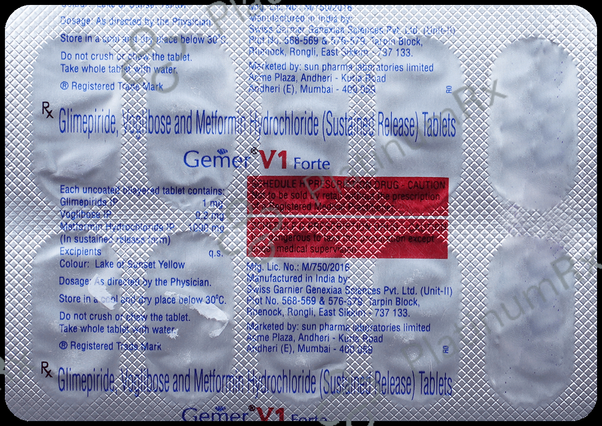 Gemer V Forte 1mg/1000mg/0.2mg Tablet