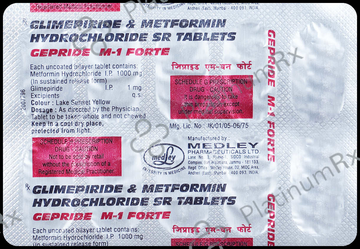 Gepride M 1 Forte 1/1000mg Tablet SR 10s